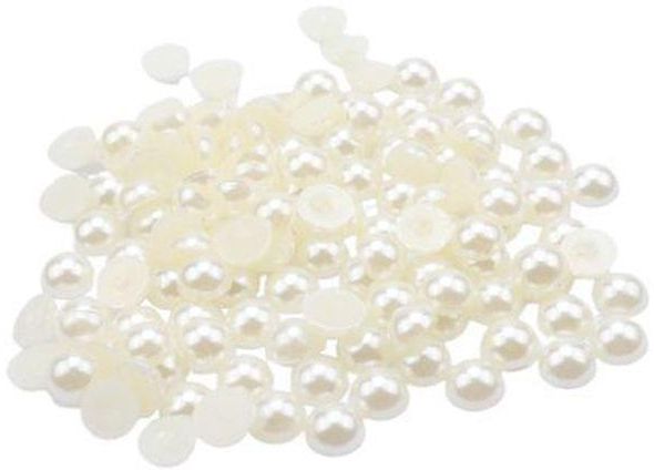 50pack 8mm Faux Half Round Flatback Pearl Cabochons For Scrapbook