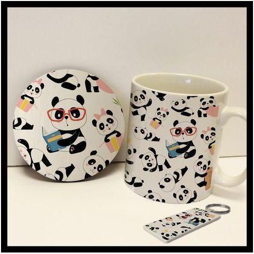 Panda Coffee Mug Or Cup Coffee Mug + Coaster + Key Chain Set