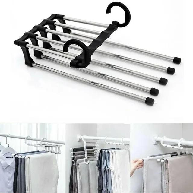 Wardrobe Hanger 5 in 1 Multi-functional Clothes Hangers ,Pants  hangers,jeans hanger,Stainless Steel Magic Wardrobe Clothing Hangers For Clothes Rack space saver storage