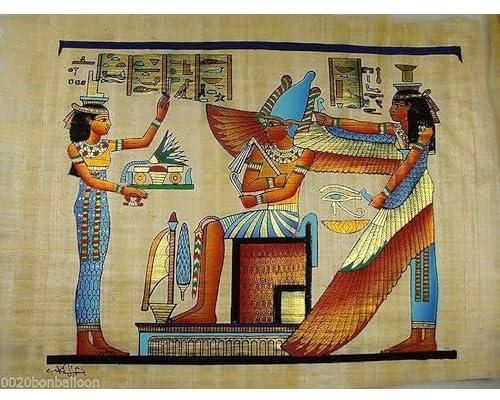 100٪ أصلية مصرية أصلية مرسومة باليد لوحة ورق بردي فرعون قديم 12 × 16 30 × 40 سم ومخطوطة هيروغليفية مات تاريخ البردي الفراعنة الهيروغليفية، متعدد الالوان