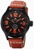 Naviforce 9057 Men's Analog Quartz Dial Leather Band Watch with Date and Day - Orange