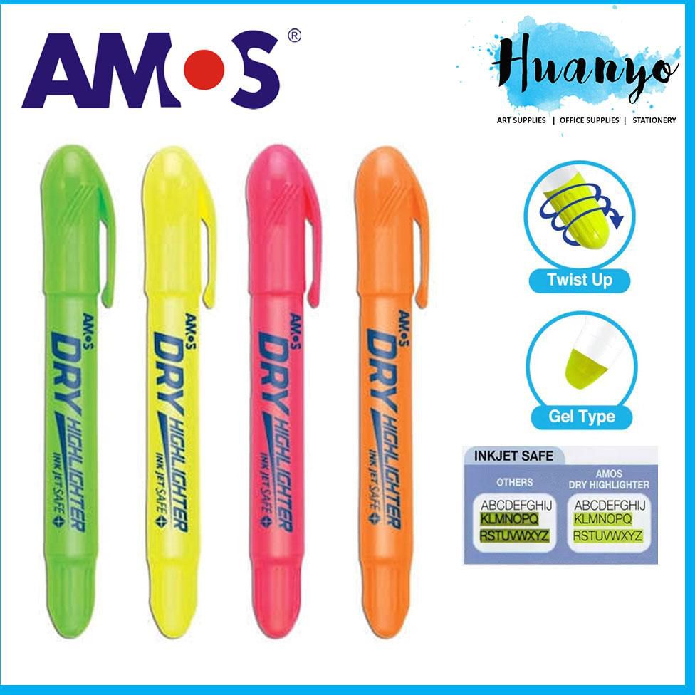 Amos Dry Highlighter INK-JET Safe (Green/Orange/Pink/Yellow)