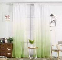 Deals For Less - Ombre Design, Sheer Window Curtain set of 2 Pieces, Green Color