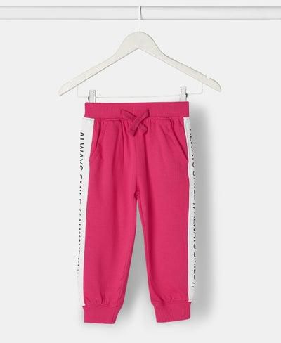 Fashionable Casual Joggers Hot Pink/White