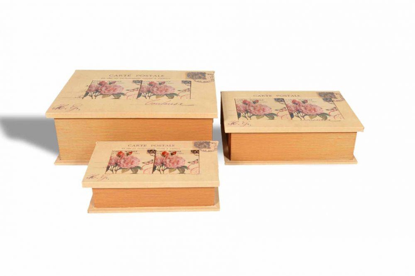 3 Wooden Storage Boxes with 2 Ceramic peices set