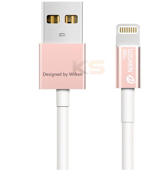 WSKEN Universal Aluminum Metal Fast USB Data Charging Charger Cable For IOS Apple iPhone 5/5s/6/6s Plus iPod iPad-Rose Gold