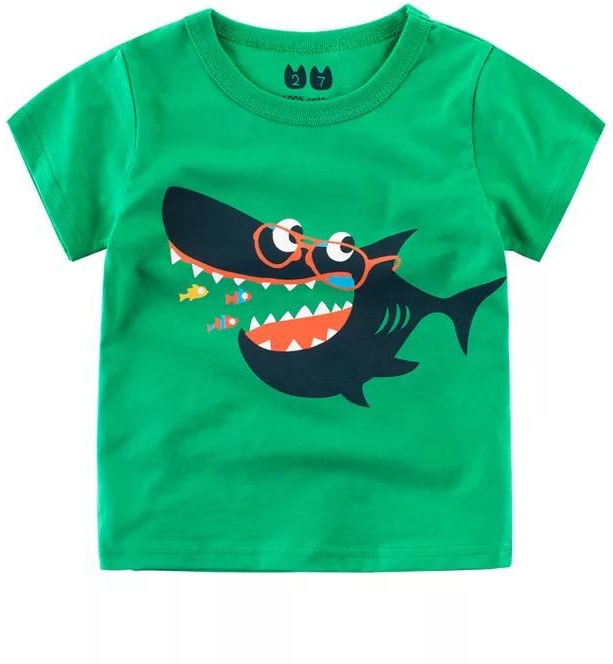 Koolkidzstore Boys T-Shirt Cartoon Shark Printed 1-7Y (Green)