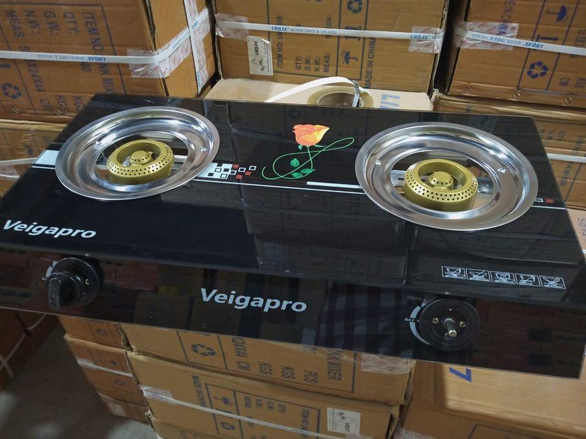 Veigapro Auto Ignition Glass Top Gas Stove Double Burner-2 Burner