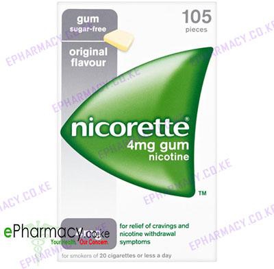 NICORETTE 4mg SMOKING AID GUMS | ORIGINAL FLAVOUR – 105 GUMS
