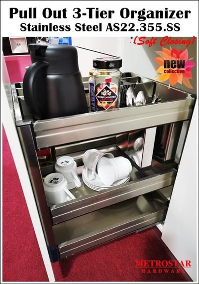 Metrostarhardware Pull Out 3-Tier Organizer Stainless Steel AS22.355.SS