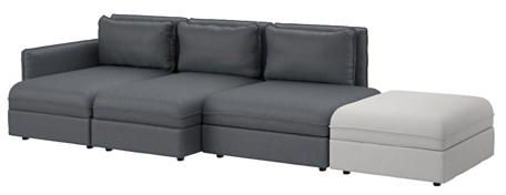 VALLENTUNA 4-seat sofa, Hillared dark grey, Orrsta light grey