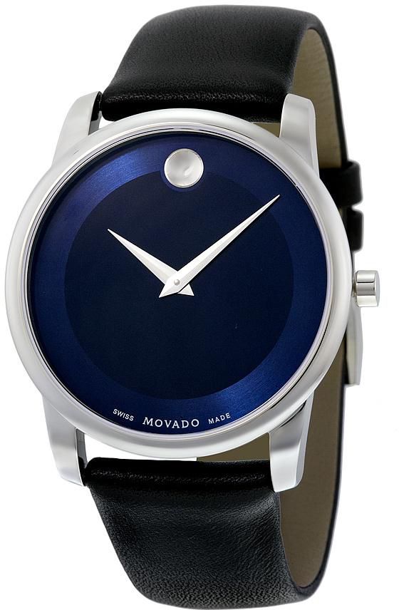 Movado Museum Blue Dial Black Strap Men's Watch