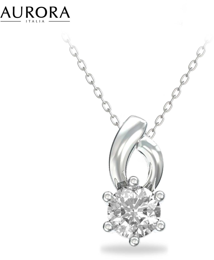 Auroses Entwine Solitaire Pendant 925 Sterling Silver 18K White Gold Plated