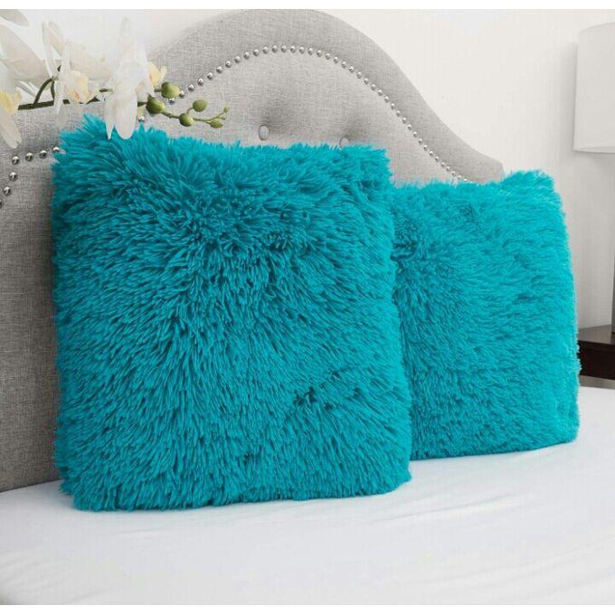 2PC Throw Pillow Fluffy Pillowcases 18'' X 18'' - Blue.