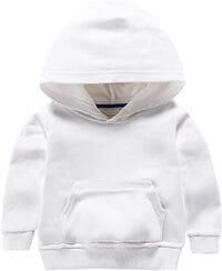 Baby Boys Girls Unisex Casual Hoodies Kids Plain Pocket Sweatshirt (WHITE, 6-7 Years)