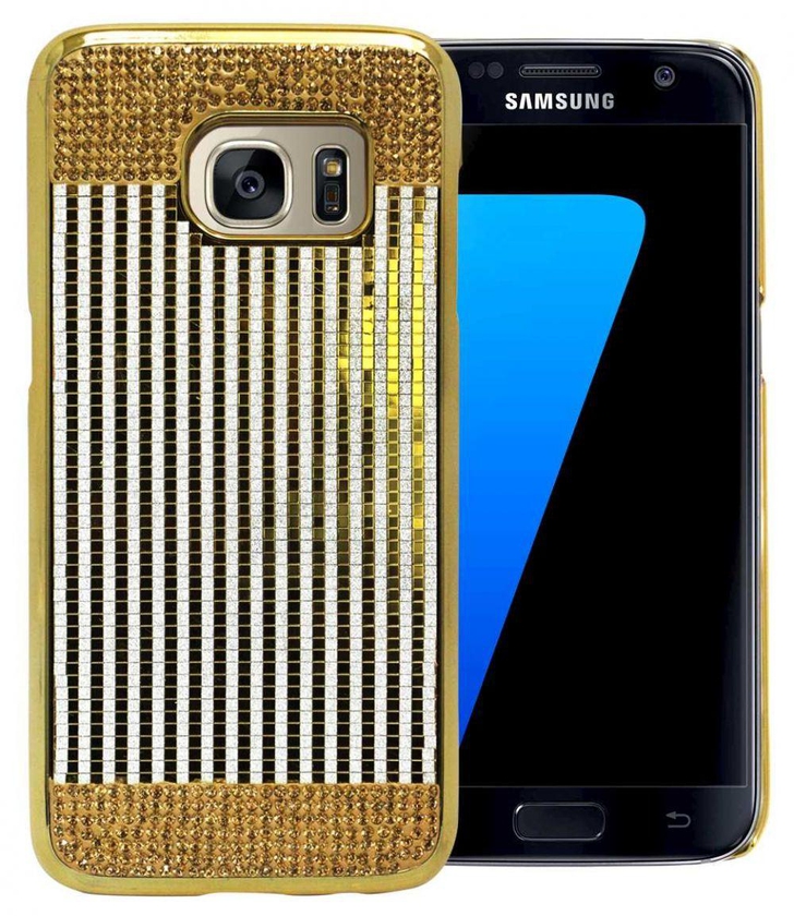 Samsung Galaxy S7 Sparkling Glitter Shining Hard Back Cover Case With screen protector - Gold MG21