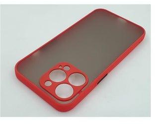 جراب مفحم بظهر شبه شفاف وازرار ملونة لهاتف ايفون 13 برو ماكس - احمر iphone 13 Pro Max (6.7 inch)