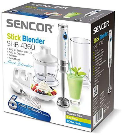 Sencor SHB 4360 Stainless Steel Hand Blender, 800 Watt - White