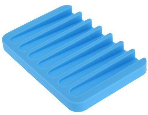 Generic Colorful Silicone Soap Dish Soapbox Bathroom Gadget - Blue