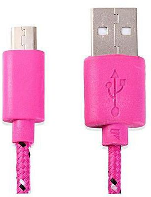 Generic 1 Meter Nylon Micro USB Data Cable For Smartphone - Pink