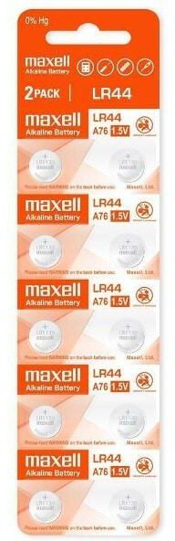 Fresh Genuine Maxell LR44 (A76) 1.5V Alkaline Button Cell Batteries &ndash; 10 Pieces