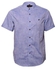 Fashion Lavender Blue Chinese Collar Short Sleeved Casual Shirt