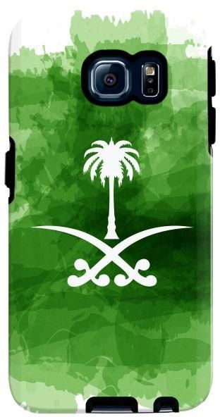 غطاء ستايلايزد بلون مطفي وبطبقتين ثنائيتين لهواتف سامسونج جالاكسي S6 ادج - بتصميم شعار السعودية