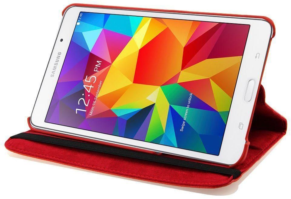 360 Rotating PU Leather Flip Case Cover For Samsung Galaxy Tab 4- 7.0 T230 / t231 Red