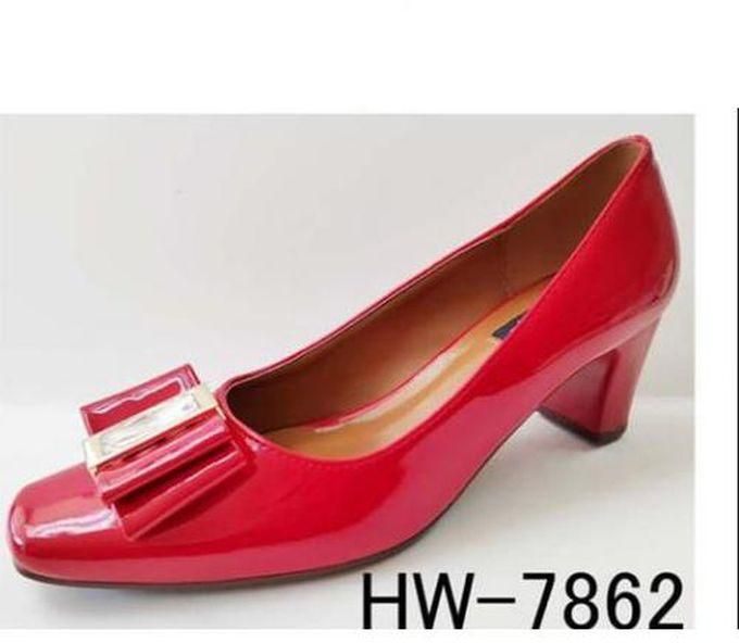 Ladies Mid Heel Corporate Women Shoe-red