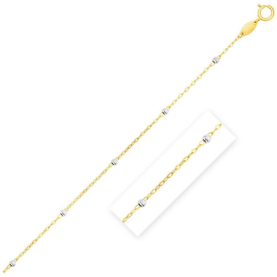 Diamond Cut Bead Links Pendant Chain in 14k Two Tone Gold (3.5mm)-rx66240-18
