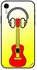 غطاء حماية واقٍ لهاتف أبل آيفون XR بطبعة تصميم آلة جيتار باللونين الأحمر والأصفر مع سماعة رأس