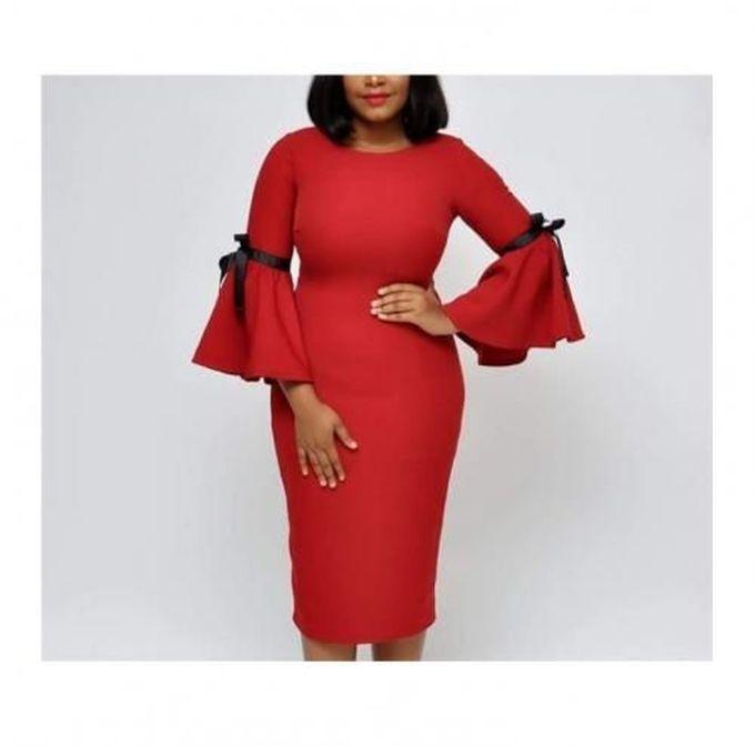 Style Addiction Bow Sleeve Midi Dress - Red