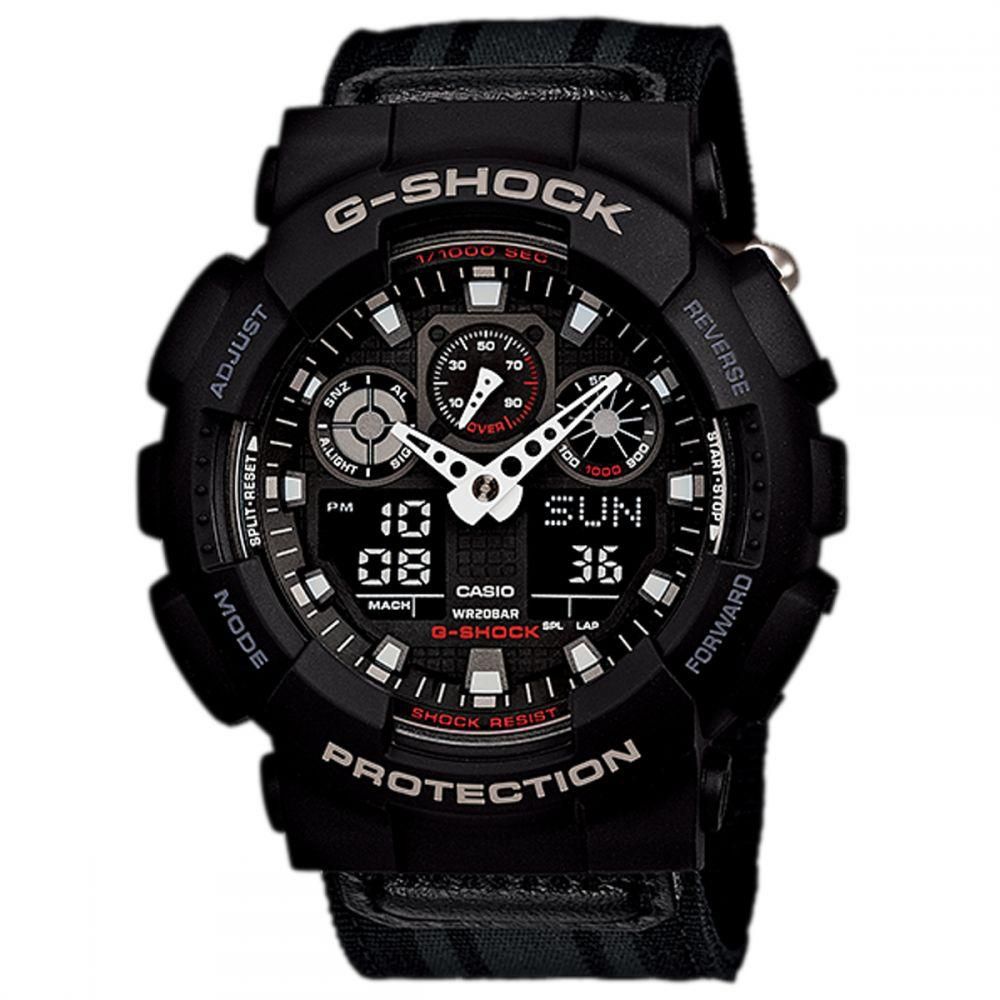 Casio G-Shock For Men Ana-Digi Dial Fabric Band Watch GA-100MC-1A