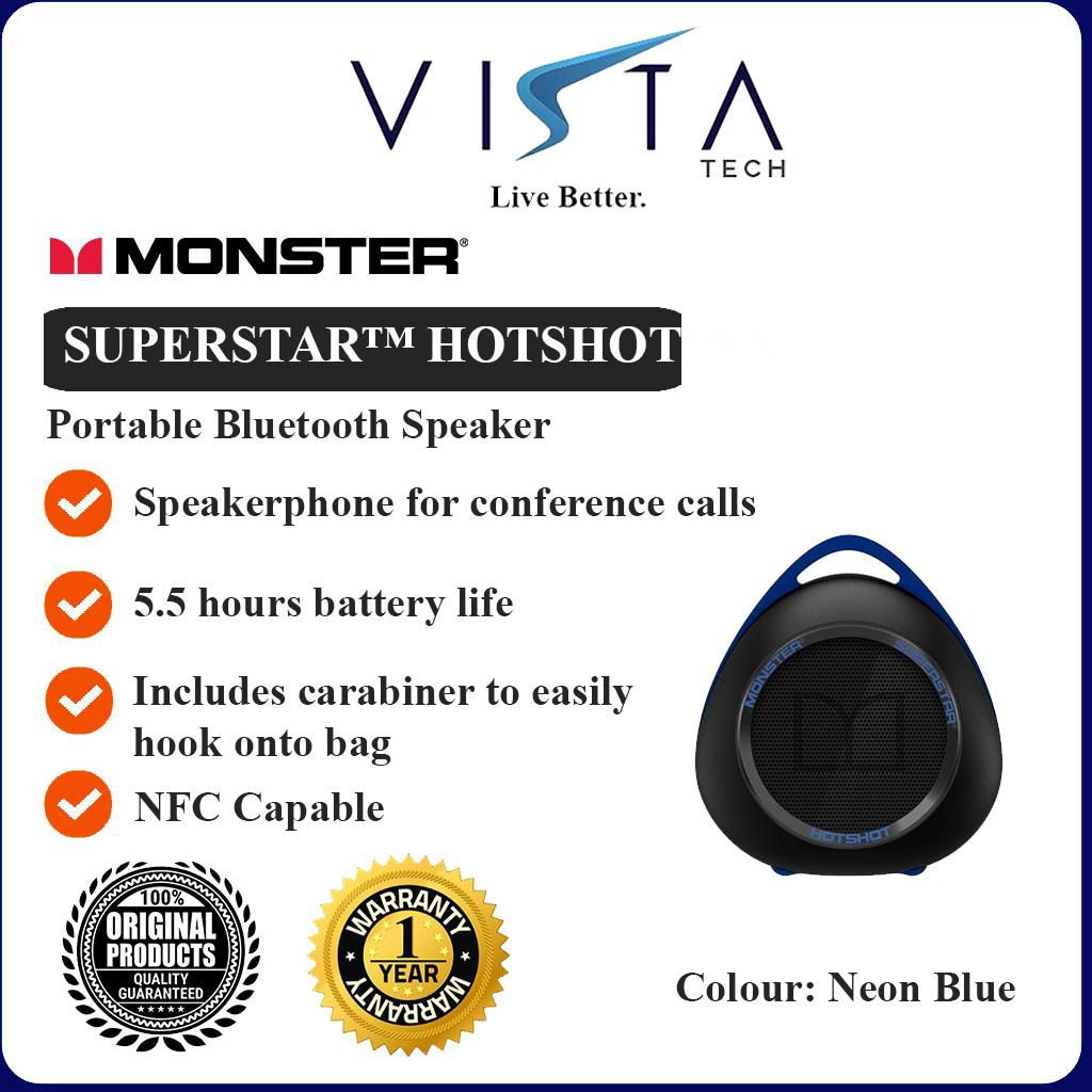 Monster SuperStar Hotshot Bluetooth Speaker (Neon Blue)