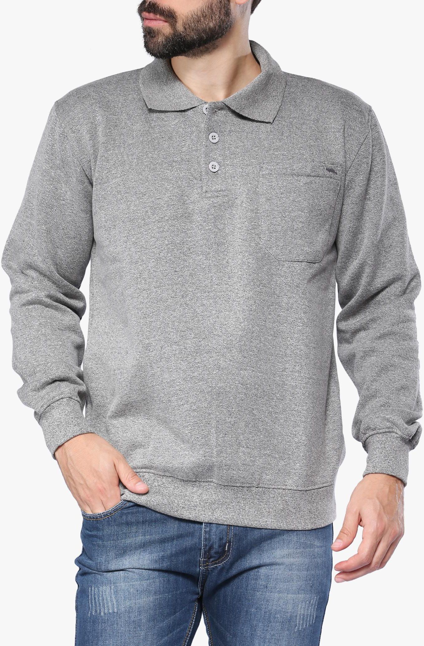 Grey Button-Up Sweatshirt