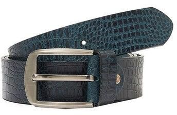 Textured Patterned Leather Belt Blue