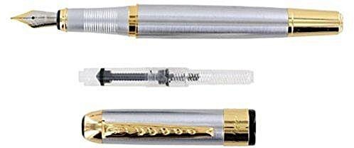 Generic 250 Stainless Steel Gold Trim Fountain Pen - Medium