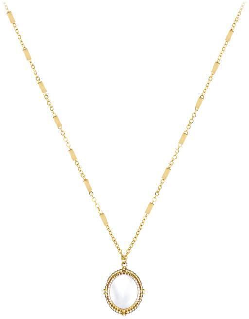 Aiwanto Necklace Neck Chain With Beautiful Simple White Pendant Gold Necklace Womens Girls Necklace