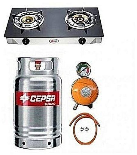 CEPSA12.5kg Cylinder+GlassTop Burner MeterRegulator HoseClip