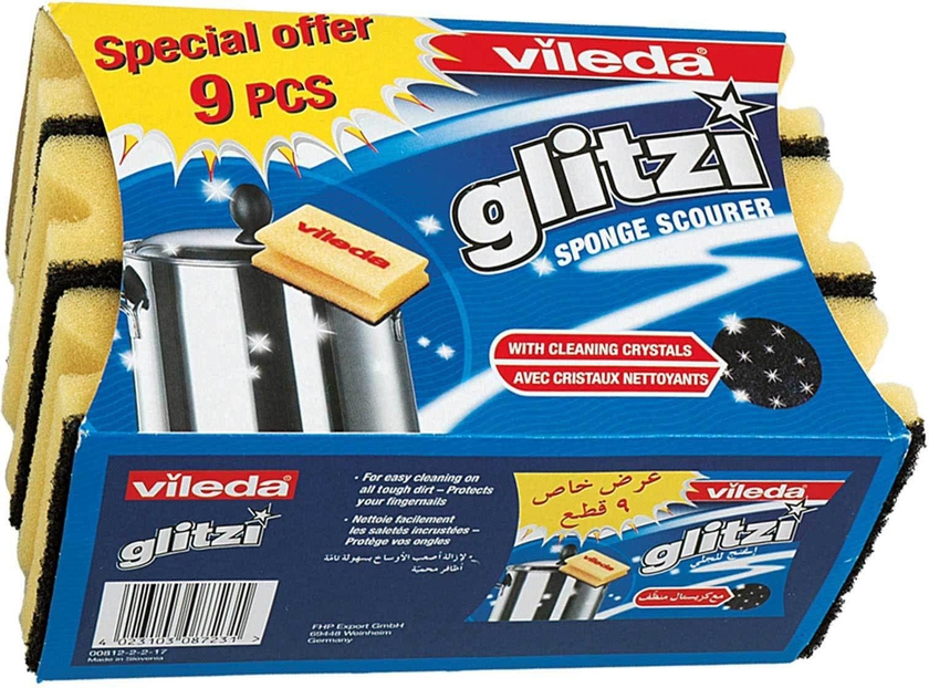Vileda glitzi sponge scourer dish washing high foam 9 pieces