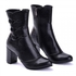 Lifestylesh R-3 Zayer Ornament Leather Heeled Boots Stylish - Black