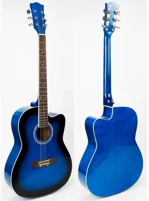 Blue Generic Acoustic Medium Size 6 Stringed Box Guitar