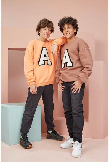 Boys Printed Cotton sweatshirt - Orange