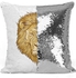 Cartoon Lion Themed Sequin Decorative Throw Pillow White/Silver/Beige 40x40cm