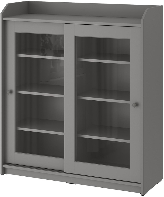 HAUGA Glass-door cabinet - grey 105x116 cm