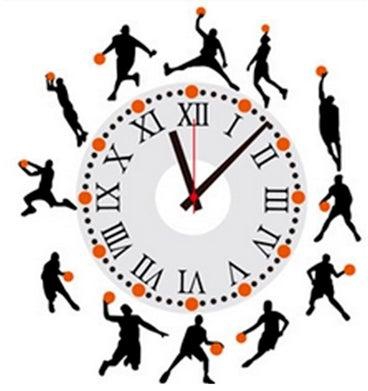 Basketball Silhouette Pattern DIY Removable Wall Sticker Wall Clock Multicolour