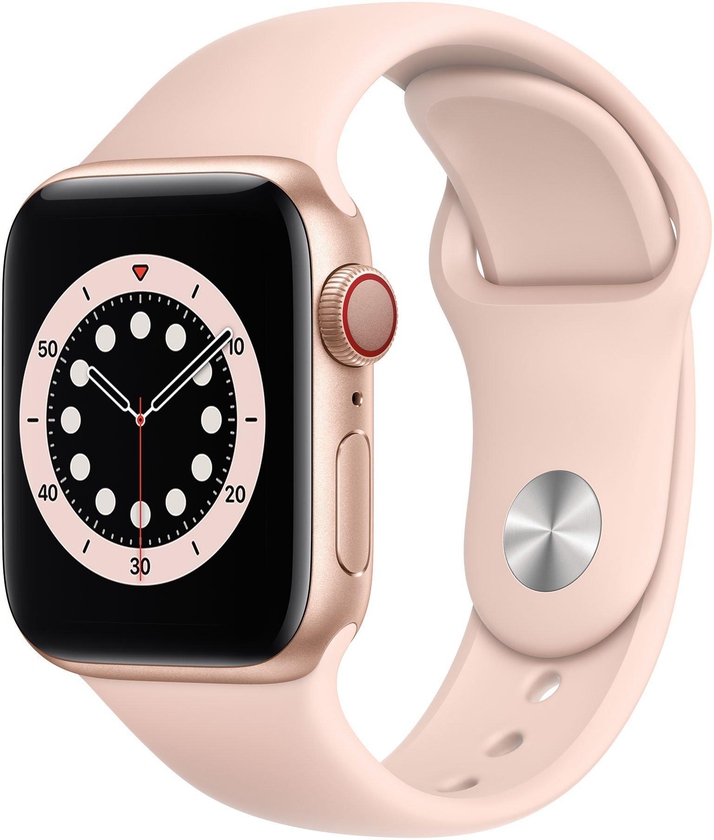 Apple Watch Series 6 GPS + Cellular, 40MM Gold Aluminium Case with Pink Sand Sport Band
