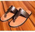 Simple Leather Palm Slippers - Brown
