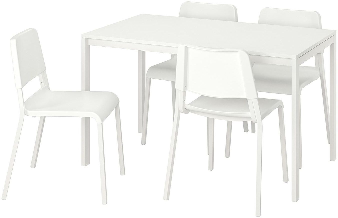 MELLTORP / TEODORES طاولة و 4 كراسي - أبيض 125 سم