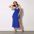 Sunweb FINEJO Women Sexy Deep V Neck Strap Double Sides Slits Split Beach Long Chiffon Dress ( Blue )